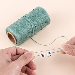 Dark Cyan Flat Waxed Polyester Cords, Dark Cyan, 1x0.3mm, about 284.33 yards(260m)/roll