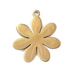 Golden 304 Stainless Steel Pendants, Flower Charms, Hand Polished, Ion Plating(IP), Golden, 22x20x1.4mm, Hole: 1.6mm