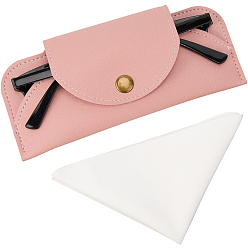 Бледно-Розовый 1прямоугольные чехлы для очков из искусственной кожи, защитная сумка для солнцезащитных очков, с тканью для чистки очков из замшевого волокна 1pc, розовый жемчуг, 73x166x12 мм