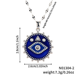 Платина Латунный синий эмалевый кулон от сглаза, ожерелья с цепочкой для женщин и мужчин, платина, 15.75 дюйм (40 см)