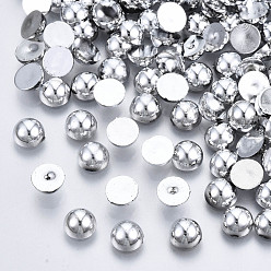 Платина Абс пластмассовые кабошоны, полукруглый, платина, 6x3 мм , около 5000 шт / мешок