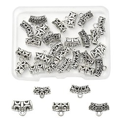 Antique Silver 25Pcs 5 Style Tibetan Style Alloy Tube Bails, Loop Bails, Hollow Curved Tube, Antique Silver, 8~11x9~14x5~6mm, Hole: 1~2mm, Inner Diameter: 2.7~4mm, 5Pcs/style