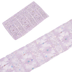 Лиловый 5ярды полиэстеровых цветочных кружевных лент с пайетками, отделка из блестящего цветочного кружева для аксессуаров одежды, сирень, 2-5/8 дюйм (66 мм), около 5.00 ярдов (4.57 м) / комплект