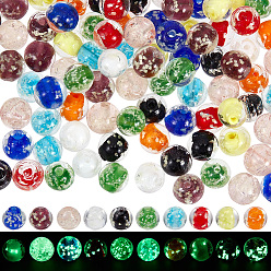 Mixed Color 120Pcs Handmade Luminous Lampwork Beads, Round, Mixed Color, 8mm, Hole: 1mm, 12pcs/color