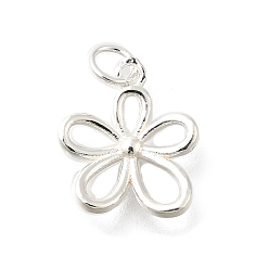 Цветок 925 стерлингов серебряные подвески, с соединительным кольцом и 925 штампом, серебро , цветок, 15.5x11x1 мм, отверстие : 2.5 мм
