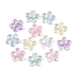 Couleur Mélangete Perles en plastique transparentes, fleur, de couleur plaquée ab , facette, couleur mixte, 13.5x14x4mm, Trou: 1.5~1.6mm, environ1280 pcs / 500 g