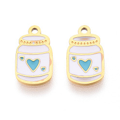 Небесно-голубой 304 из нержавеющей стали шармы эмали, ионное покрытие (ip), бутылка с подвеской в виде сердца, реальный 14 k позолоченный, голубой, 12x6.9x0.9 мм, отверстие : 1 мм