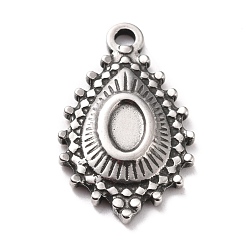 Stainless Steel Color Non-Tarnish 304 Stainless Steel Pendants Cabochons Settings, Teardrop, Stainless Steel Color, 22x13.5x2.5mm, Hole: 1.8mm