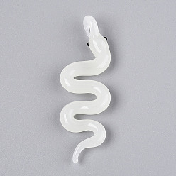 Белый Дым Большие подвески, лэмпворк, ручная работа , змея, серый, 67~70x23~25x8.5~10 мм, отверстие : 4~5.5x3.5~5 мм
