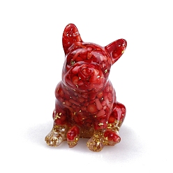 Gemstone Украшение для выставки собак из смолы, с кусочками натуральных драгоценных камней внутри статуй для украшения домашнего офиса, 45x50x75 мм