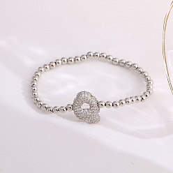 Letter Q Женские браслеты из латуни с микропаве из прозрачных кубических цирконий, буквы, платина, Буква Q, 6.69 дюйм (17 см)