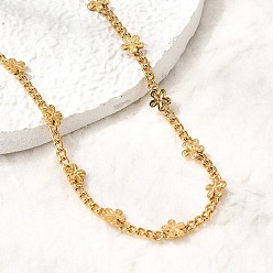 Золотой 4.5мм 304 ожерелье из нержавеющей стали в виде цветочной цепочки для женщин, золотые, 15.87 дюйм (40.3 см)
