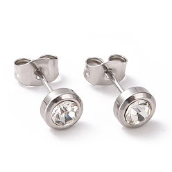 Кристалл Серьги-гвоздики со стразами, нержавеющая сталь с цветным покрытием 304 украшения из нержавеющей стали для женщин, кристалл, 15x6 мм, штифты : 0.8 мм