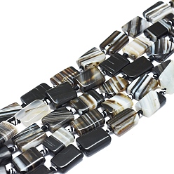 Черный Натуральный полосатый агат / полосатые агатовые бусы, окрашенная и подогревом, прямоугольные, чёрные, 19~21x14~16x5~7 мм, отверстие : 1.8 мм, около 15 шт / нитка, 15.55 дюйм (39.5 см)