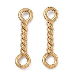 Золотой 304 подвески-соединители из витой нержавеющей стали, ионное покрытие (ip), золотые, 24x6x3 мм, отверстие : 2 мм