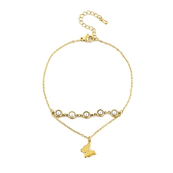 Золотой Ионное покрытие (IP) 304 браслеты из нержавеющей стали, с пластиковой бисера, золотые, 8-1/4 дюйм (21 см)