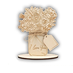 Цветок Деревянные украшения для картин своими руками, Подарок на день матери, скульптура для домашнего украшения рабочего стола, слова я тебя люблю, цветок, 150x120 мм