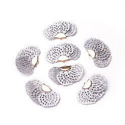 Светло-серый Железа кулон, с шелковым, цветок, золотые, светло-серый, 25~27x38~41 мм, отверстие : 1.5 мм