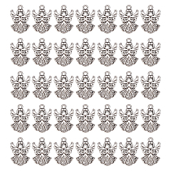 Античное Серебро Сплавочные подвески тибетского стиля, ангел, античное серебро, 20x14x2 мм, отверстие : 2 мм, 100 шт / коробка