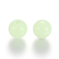 Pale Green Luminous Acrylic Round Beads, Glow in the Dark, Pale Green, 12mm, Hole: 3mm, about 530pcs/500g