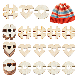 Mixed Shapes 3 наборы 3 стили 1 деревянные пуговицы с отверстиями, деревесиные, разнообразные, 19.5x19.5x2~2.5 мм, отверстие : 5.5~6.5 мм, 1 набор / стиль