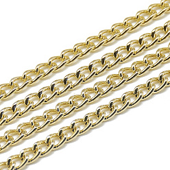 Light Khaki Unwelded Aluminum Curb Chains, Light Khaki, 5x3.6x0.9mm, about 100m/bag