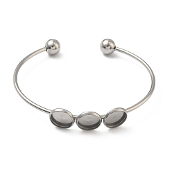 Нержавеющая Сталь Цвет 304 Изготовление браслета-манжеты из нержавеющей стали, пустые кобошоны браслеты-манжеты, цвет нержавеющей стали, лоток : 10 мм, внутренний диаметр: 2.44x1.89 дюйм (6.2x4.8 см), Размер лотка: 10 мм