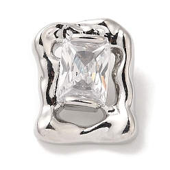 Платина Стойка металлическая латунная микропрофилированная кубическая циркония подвески, письмо амулеты, без кадмия и без свинца, долговечный, прямоугольные, платина, 16x13x7 мм, отверстие : 1.2 мм