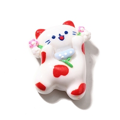 Cat Shape Непрозрачные кабошоны из смолы, белые, форма кошки, 27.5x22x8.5 мм