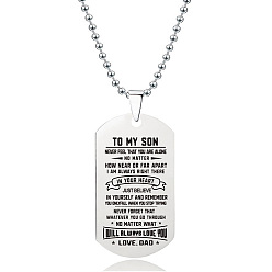 Нержавеющая Сталь Цвет 201 подвеска из нержавеющей стали для моего сына в виде армейского жетона, цепочка с шариками, цвет нержавеющей стали, 23.62 дюйм (60 см)