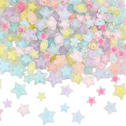 (52) Непрозрачная лаванда 300шт 3 стили матовые прозрачные акриловые бусины, бусина в бусине, звезда, разноцветные, 12~18.5x11.5~20x7~11.5 мм, отверстие : 2~3 мм