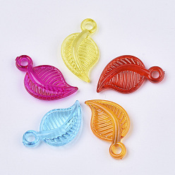 (52) Непрозрачная лаванда Прозрачные акриловые подвески, окрашенные, лист, разноцветные, 28.5x16x5.5 мм, Отверстие : 3 мм , около 530 шт / 500 г