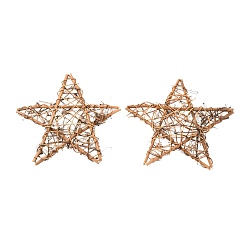 Цвет Древесины Форма звезды из ротанга виноградная лоза венок украшение гирлянды, для поделок пасха рождественская вечеринка декоры, деревесиные, 19.5~20x19.5~20x2~2.3 см