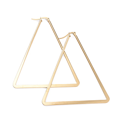 Golden 201 Stainless Steel Angular Hoop Earrings, with 304 Stainless Steel Pins, Flat Triangle, Golden, 67x57.5x1.5mm, Pin: 1x0.7mm
