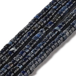 Прусский Синий Натуральные имперские нитки из бисера яшмы, окрашенные, диск, Heishi бусы, берлинская лазурь, 4~4.5x1.5~3 мм, отверстие : 1.5 мм, около 164~172 шт / нитка, 15.75''~16.54'' (40~42 см)