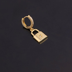 Lock Латунные серьги-кольца из прозрачного кубического циркония, золотые, 8 мм