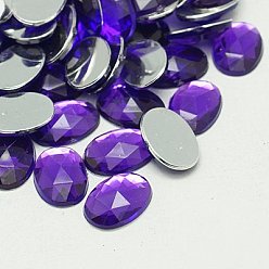 Blue Violet Imitation Taiwan Acrylic Rhinestone Cabochons, Faceted, Flat Back Oval, Blue Violet, 25x18x6mm, about 200pcs/bag