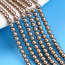 Верблюжий Выпечка из окрашенного перламутрового стекла жемчужные бусинки, круглые, верблюжие, 3 мм, отверстие : 0.6 мм, около 135~136 шт / нитка, 15.75~16.14 дюйм (40~41 см)