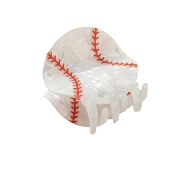 Белый Акриловые заколки-коготь для волос для женщин и девочек, бейсбол, белые, 45x42 мм