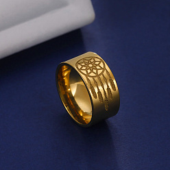 Золотой Кольца из нержавеющей стали с цветком, украшения для унисекс, золотые, 10 мм, размер США 7 (17.3 мм)