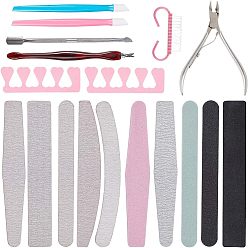 Pink Nail Care Kits, with Sponge Toe Splitter, Dead Skin Fork, Brushs, Sponge Nail File, Nail File, Nail Polishing Strip, Cuticle Pusher and Cutter, Stainless Steel Trim Cuticle Nipper, Pink