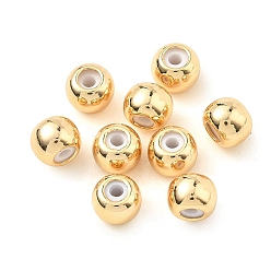 Real 18K Gold Plated SHEGRACE Brass Beads, Round, with Rubber Inside, Cadmium Free & Nickel Free & Lead Free, Real 18K Gold Plated, 4x5mm, Hole: 1.2mm