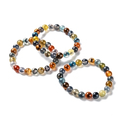 Разноцветный Эластичные браслеты унисекс с натуральным сахарным сердечком и агатом с бусинами, красочный, бусины : 8~8.5 мм, внутренний диаметр: 2~2-1/4 дюйм (5.2~5.8 см)