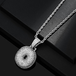 Letter O Латунные микропаве прозрачные кубические цирконии массивные инициальные подвески ожерелья, платина, Письмо O, 19.69 дюйм (50 см)