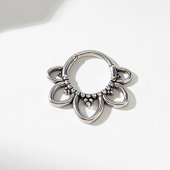 Нержавеющая Сталь Цвет Готические 316 кольца для носа в виде цветка из хирургической нержавеющей стали для мужчин и женщин, украшения для вечеринок, цвет нержавеющей стали, 15x17 мм
