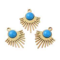 Золотой Ионное покрытие (ip) 304 подвески из нержавеющей стали, фанатские прелести, с синтетическими бирюзовый, золотые, 26x20.5x5 мм, отверстие : 1.8 мм