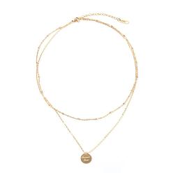 Золотой Регулируемые 304 колье из нержавеющей стали, плоский круг со словом навсегда любовь, золотые, 16.3 дюйм (41.5 см)