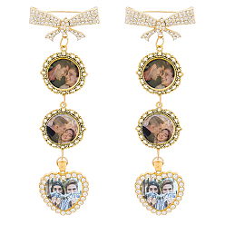 Золотой 2 броши из сплава, с подвеской из сплава и стеклянными кабошонами, плоско-круглые с сердцем, золотые, 145 мм