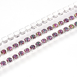 Фиолетовый Железо горный хрусталь чашка цепи, с катушкой, серебряные, фиолетовые, 2~2.5x2~2.5x2~2.5 мм, около 30.00 футов (9.14 м) / рулон