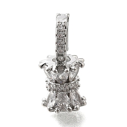 Платина Поручни для пончиков из латуни с микропаве из кубического циркония, колонка, долговечный, платина, 19x9x8.5 мм, отверстие : 7.5x3.5 мм